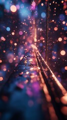 Wall Mural - A vibrant, abstract scene with colorful bokeh effects and shimmering light patterns.