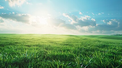 Aufkleber - Vibrant green fields under bright sunlight promoting a healthy and active lifestyle for fitness and wellness activities Generative AI