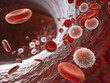 © n3wttfoto - Dynamic flow of neat blood cells in a vein highly detailed render scientific concept close-up view