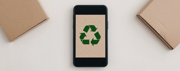 recycling awareness campaign mobile app digital platform design concept modern office top-down view 