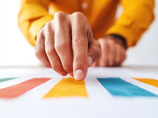 Leinwandbilder - Vibrant Data-Driven Leadership Gen Z Professional Analyzing Colorful Performance Analytics with Minimalist Precision - Empowering Strategic Business Insights