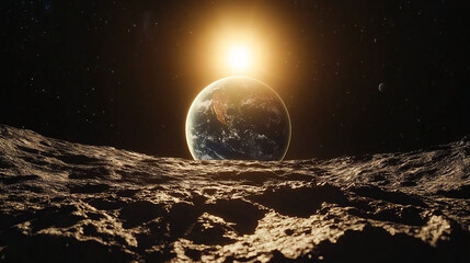 Wall Mural - View of the Earth from the Surface of the Moon