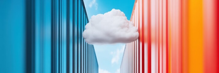 Fototapete - Hybrid Cloud Infrastructure Visualization Gradient Serverless Architecture Showcasing Digital Transformation, Scalable Multi-Cloud Connectivity Strategies