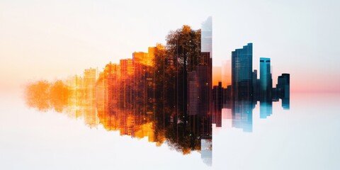 Aufkleber - Futuristic Urban Metamorphosis AI-Driven Smart City Visualization Exploring Digital Transformation, Technological Innovation, and Architectural Resilience in Global Megacities