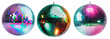 © Jomizu - Set de tres bolas disco con diferentes colores. PNG.