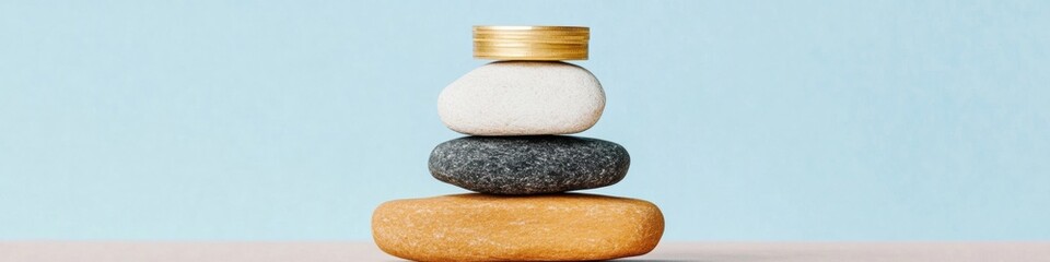 Poster - Minimalist Financial Balance Strategies Zen-Inspired Investment Stacking Visualization for Mindful Wealth Management and Strategic Resource Optimization