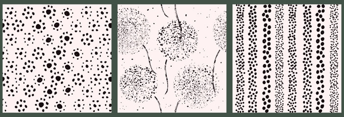 Aufkleber - Set of seamless hand drawn polka dot patterns for backgrounds, business cards, web design. Vector illustration