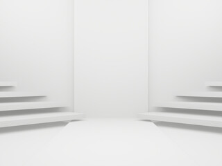 Wall Mural - 3d step background. white stairs
