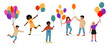 © Ангелина - Children joyfully celebrating with colorful balloons during a festive gathering in a park