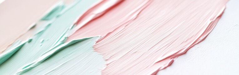 Poster - Soft white composition featuring delicate pastel colors blended on a canvas creating a serene artistic backdrop