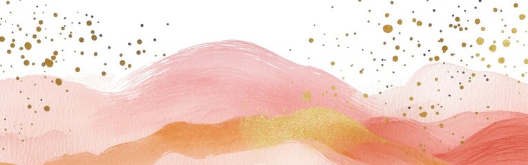 Poster - Soft pastel washes create a serene landscape filled with elegant pink tones and subtle golden accents