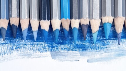 Aufkleber - Gradient of blue pencil strokes on textured paper showcasing soft transitions and rough details