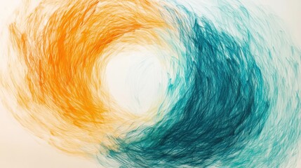 Poster - Circular strokes in teal and orange create a harmonious pattern on a canvas
