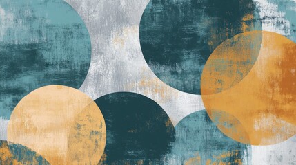 Poster - Overlapping circles in muted pencil strokes create a unique abstract composition showcasing geometric design and color