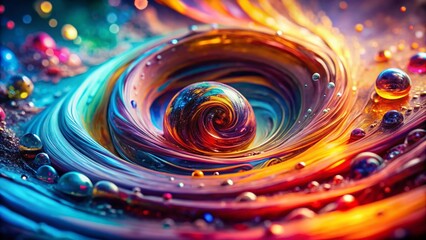 Sticker - miniature fluid dynamics: abstract swirling colors in tilt-shift