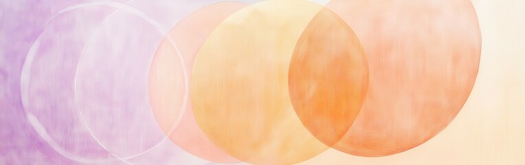 Fototapete - Minimalist composition featuring overlapping circular shapes in soft pastel colors