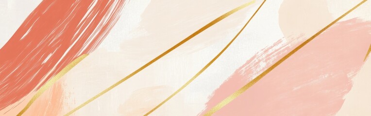 Aufkleber - Minimalist pastel peach pencil strokes create a serene and modern artistic backdrop ideal for creative projects and design inspiration