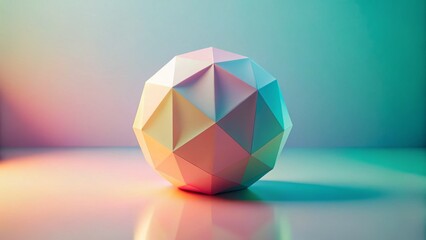 Sticker - minimalist 3d render: abstract geometric forms in soft pastel hues