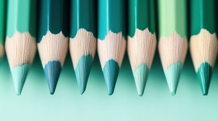 Poster - Elegant pencil strokes create a gradient from muted green to vibrant shades displaying artistic potential