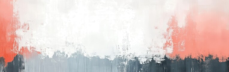 Poster - Elegant coral and gray abstract artwork with large color fields enhancing contemporary decor
