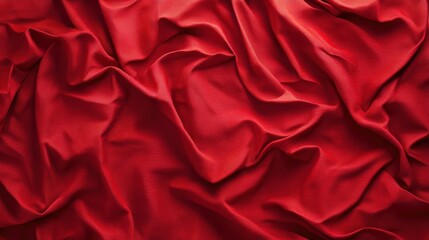 Poster - Smooth crimson red fabric draped to create texture and depth in a vibrant backdrop for design and decor projects
