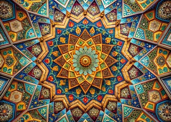 Wall Mural - panoramic geometric designs: abstract shapes & patterns in vibrant hues