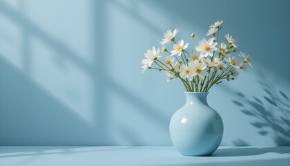 Aufkleber - Beautiful blue vase with white flowers