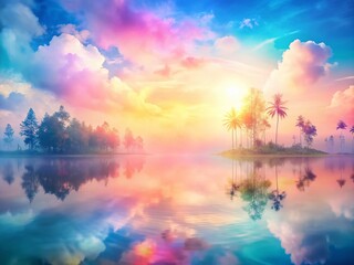 Wall Mural - pastel ombre double exposure wallpaper: dreamy abstract background