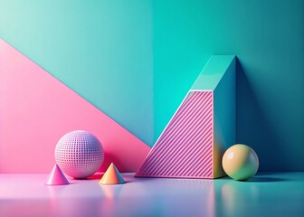 Wall Mural - retro 80s geometric shapes minimalist background