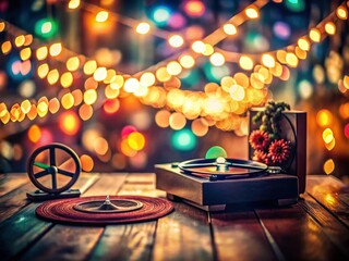 Wall Mural - retro hippie peace sign background: low light bokeh photography