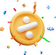 © absent84 - 3D color confetti around golden percent coin