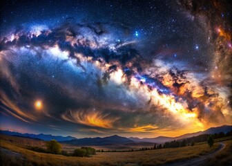 Wall Mural - Surreal Panorama Milky Way Galaxy: Dreamlike Cosmic Landscape