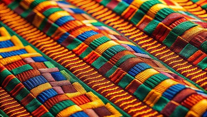 Wall Mural - vibrant african textile close-up: macro photography of rich patterns and textures