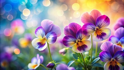 Wall Mural - vibrant pansy flowers long exposure photography - spring floral background