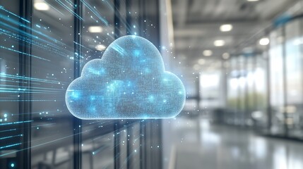 Cloud Computing Interface Displaying Data Management and Technology Innovations