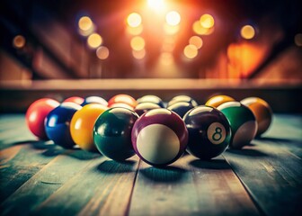 Wall Mural - vintage pool balls color still life photography