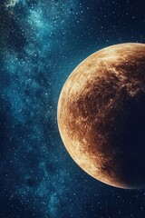 Wall Mural - a clear view of a distant planet with stars shining bright in the background, perfect for representi