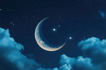 Wall Mural - a bright full moon shines down on a nighttime landscape, providing a warm and peaceful ambiance