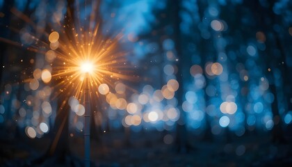 Wall Mural - blurred light burst with golden bokeh for dreamy abstract visuals