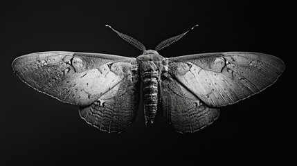 Fototapete - A close-up photo of a moth in shades of gray
