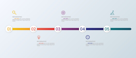 Timeline Infographic Icon Modern Business 5 Steps