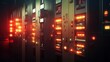 © lestari - Illuminated industrial equipment displaying digital readouts in a dark setting