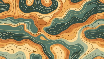 Wall Mural - abstract topographic landscape: earthy hues and fluid lines