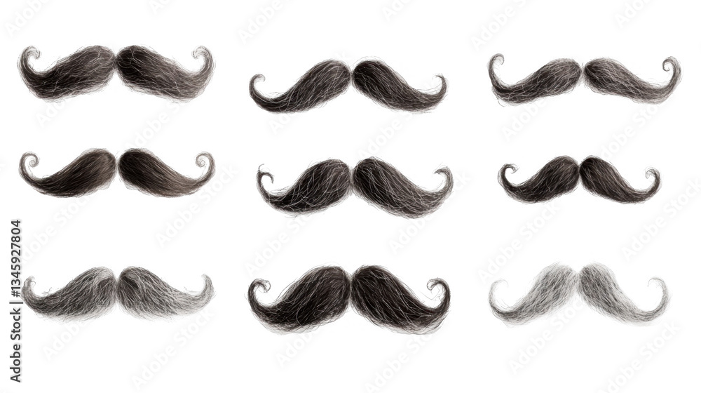 Various Styles of Classic Mustaches for Creative Design Projects Stock ...
