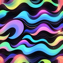 Wall Mural - vibrant rainbow waves abstract art: a psychedelic digital painting