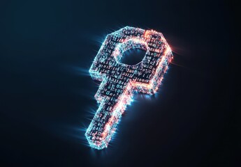Wall Mural - futuristic key illustration with binary and glowing lines symbolizing technology
