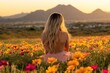© Putra - A woman sits in a flower field watching the sunset