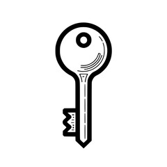 Wall Mural - monochrome sketch of a simple key used to lock and unlock doors clean vector illustration of a commo