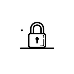 Sticker - a minimalist and drawing of a padlock security concept illustrated in simple lines against a plain b