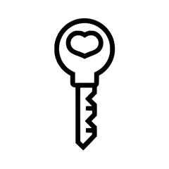 Wall Mural - a simple line drawing of a key with a heart shape inside the circular head against a plain unlock af